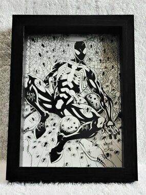 3/$30 5" x 7" Framed Spider-Man Black & White covered in Spiders Custom Pic!!